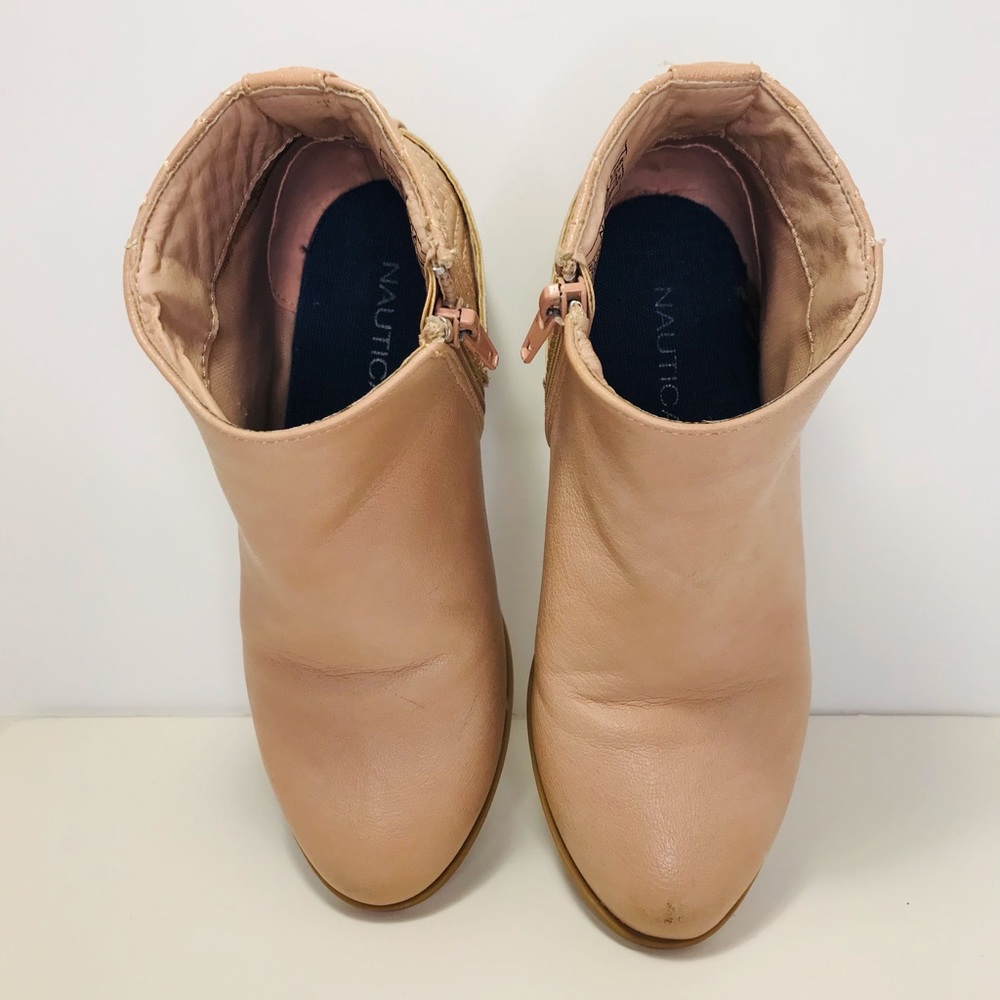 Nautica Kids Ankle Bootie w/Side Buckle & Zipper in Light Tan size 13